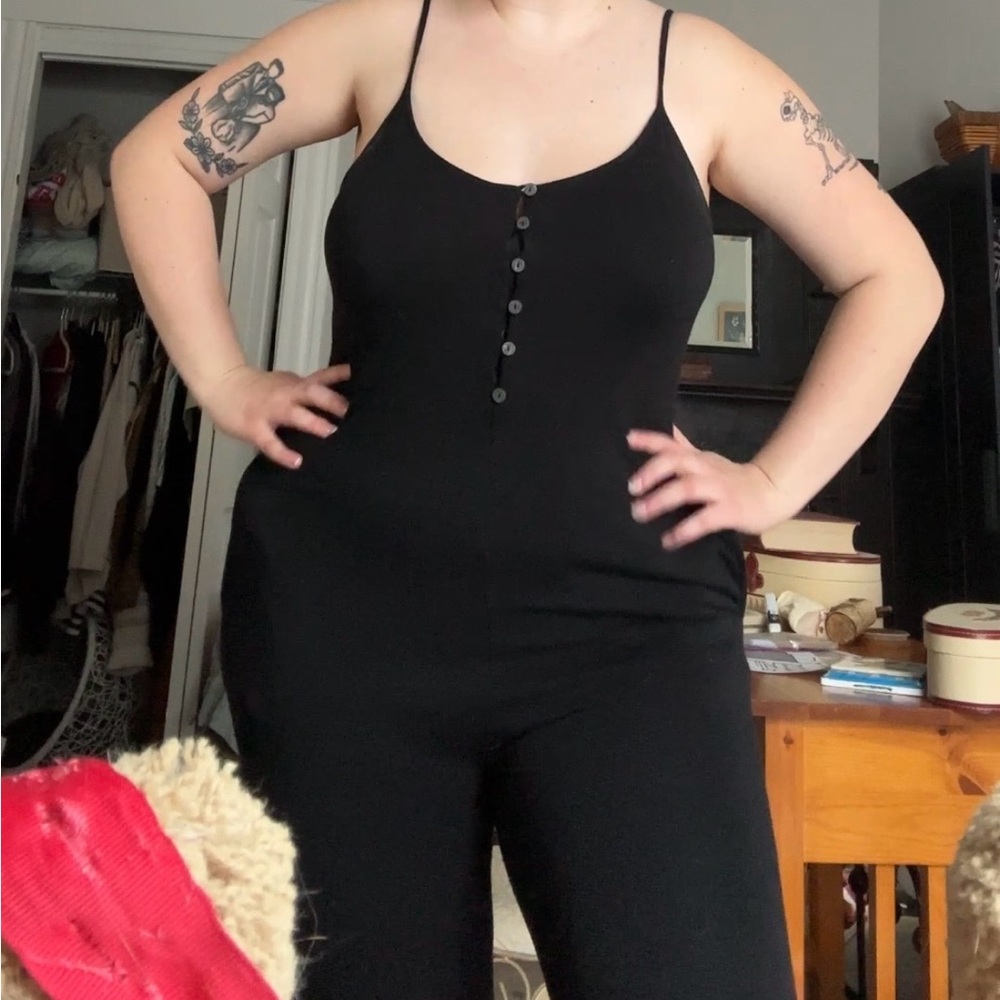 Black Button-Up Jumpsuit